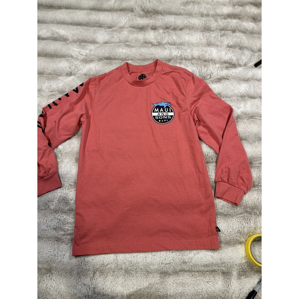 Maui and Sons Shirt Surfer Long Sleeve Crew Neck Casual Spell Out Logo Size Smal